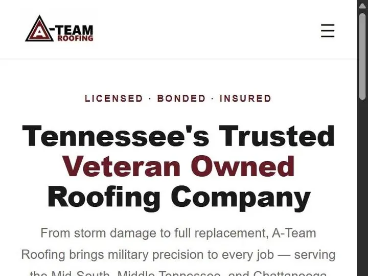 A-Team Roofing homepage screenshot