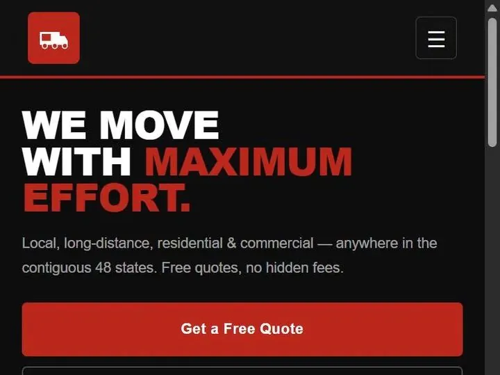 Maximum Effort Moving homepage screenshot